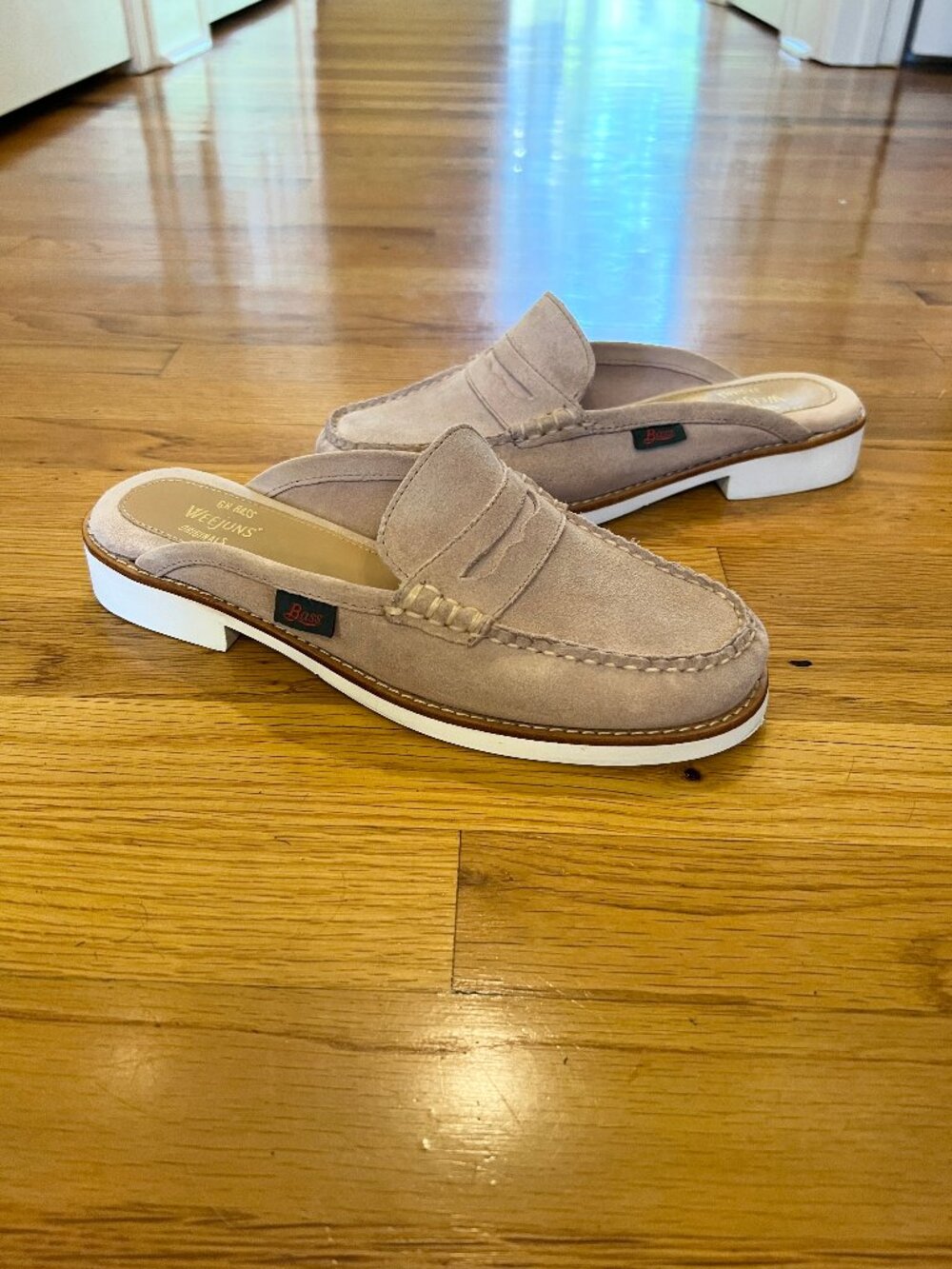 EUC Women's Bass Weejuns Wynne Suede Eva Slide Mules Shoes Tan Beige Size 9 M - Picture 3 of 8